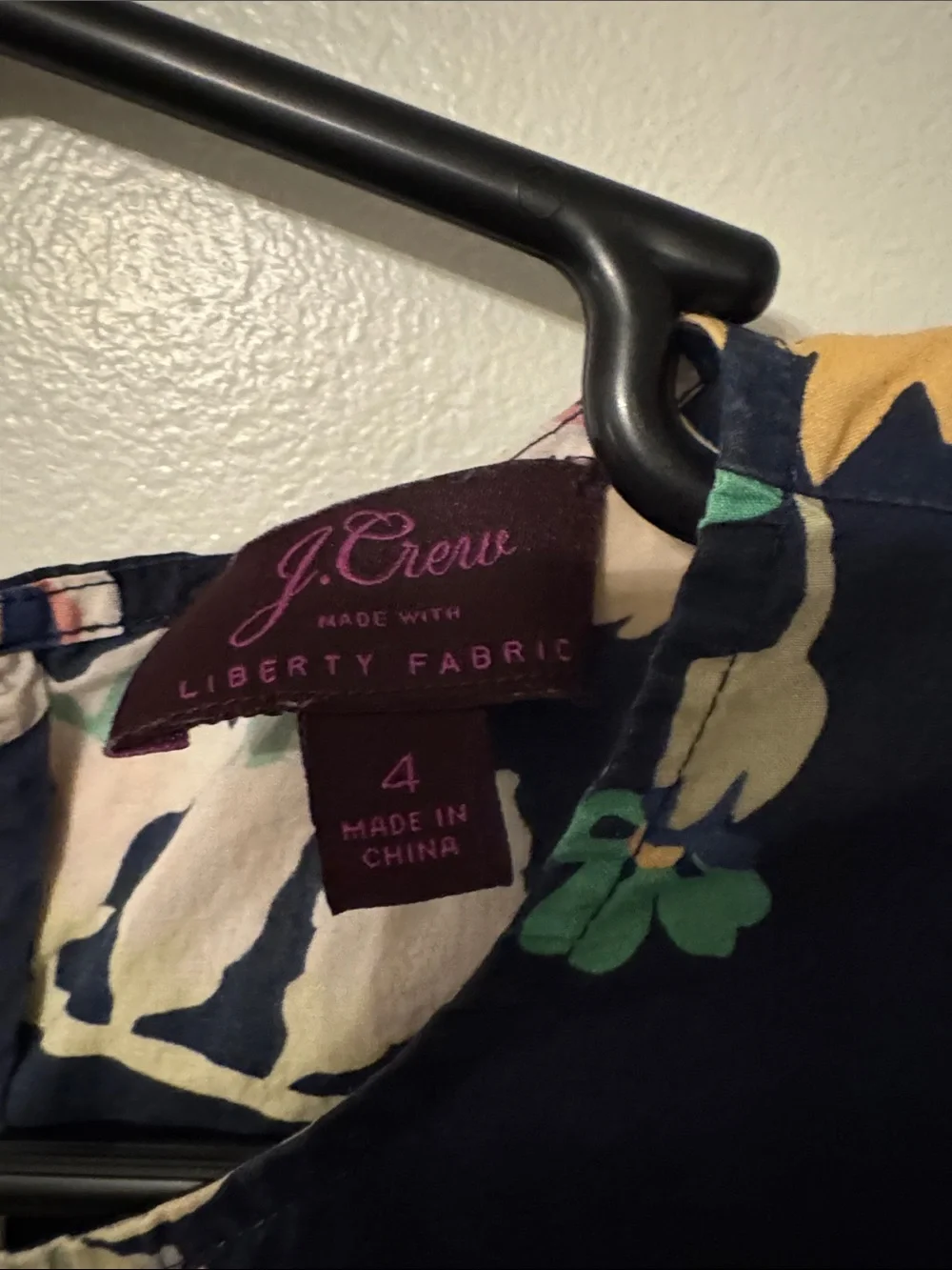 J. Crew Liberty Fabrics Navy Floral Print Sleeveless Blouse
